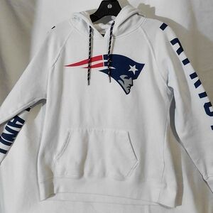 NFL White Hoodie with Blue and Red Patriots Logo
